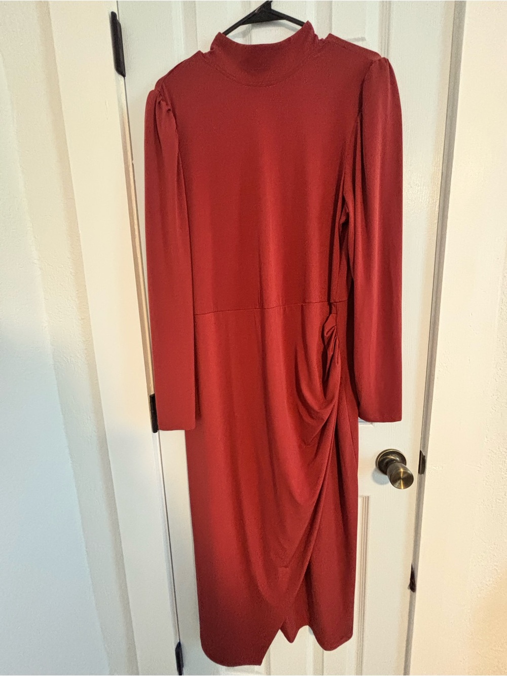 Eloquii Ruched Midi Dress - Burnt Red